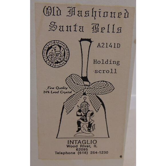 Old Fashioned Santa Bell Crystal Intaglio Holding Scroll A2141D Collectible Rare - Picture 6 of 7
